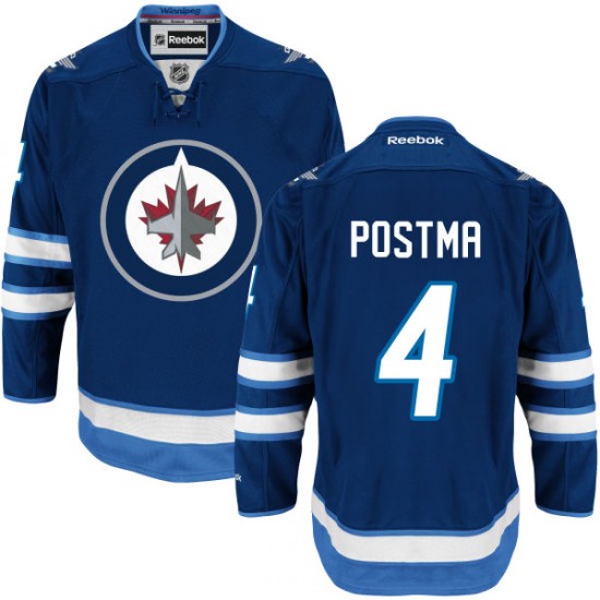 Paul Postma Winnipeg Jets Reebok Authentic Navy Blue Home Jersey On Sale