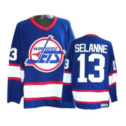 Teemu Selanne Winnipeg Jets CCM Premier Blue Throwback Jersey