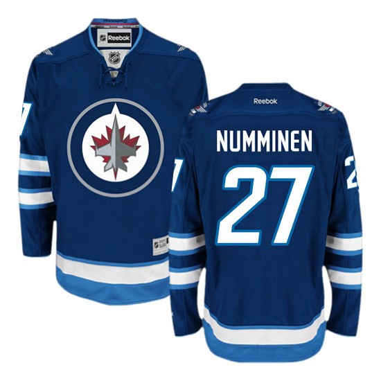 Teppo Numminen Winnipeg Jets Reebok Authentic Navy Blue Home Jersey On Sale