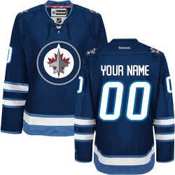 Reebok Winnipeg Jets Men's Customized Premier Navy Blue Home Jersey