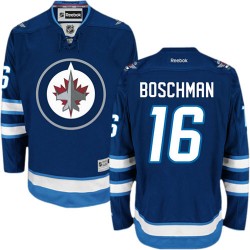 Laurie Boschman Winnipeg Jets Reebok Authentic Navy Blue Home Jersey