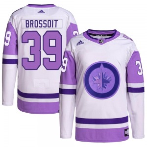 Laurent Brossoit Winnipeg Jets Adidas Authentic White/Purple Hockey Fights Cancer Primegreen Jersey