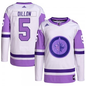 Brenden Dillon Winnipeg Jets Adidas Authentic White/Purple Hockey Fights Cancer Primegreen Jersey