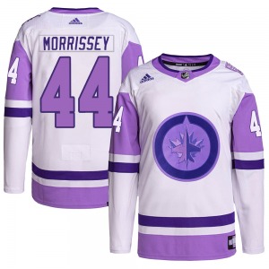 Josh Morrissey Winnipeg Jets Adidas Authentic White/Purple Hockey Fights Cancer Primegreen Jersey