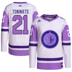Dominic Toninato Winnipeg Jets Adidas Authentic White/Purple Hockey Fights Cancer Primegreen Jersey