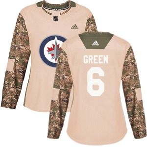 Women's Ted Green Winnipeg Jets Adidas Authentic Green Camo Veterans Day Practice Jersey