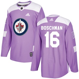 Laurie Boschman Winnipeg Jets Adidas Authentic Purple Fights Cancer Practice Jersey
