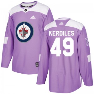 Nic Kerdiles Winnipeg Jets Adidas Authentic Purple Fights Cancer Practice Jersey
