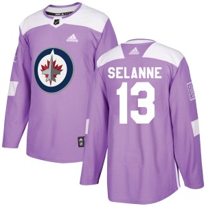 Teemu Selanne Winnipeg Jets Adidas Authentic Purple Fights Cancer Practice Jersey