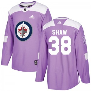Logan Shaw Winnipeg Jets Adidas Authentic Purple Fights Cancer Practice Jersey