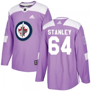 Logan Stanley Winnipeg Jets Adidas Authentic Purple Fights Cancer Practice Jersey
