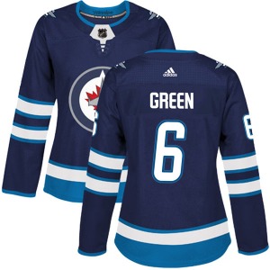 Women's Ted Green Winnipeg Jets Adidas Authentic Green Navy Home Jersey