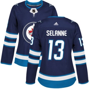 Women's Teemu Selanne Winnipeg Jets Adidas Authentic Navy Home Jersey