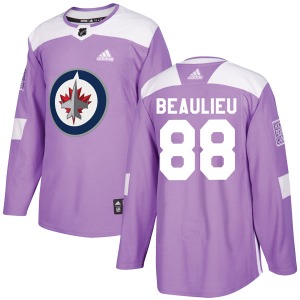Youth Nathan Beaulieu Winnipeg Jets Adidas Authentic Purple Fights Cancer Practice Jersey
