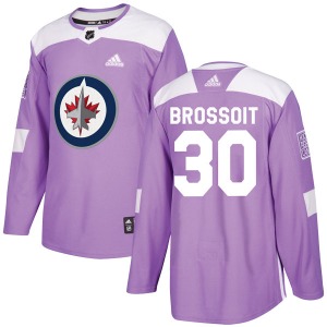 Youth Laurent Brossoit Winnipeg Jets Adidas Authentic Purple Fights Cancer Practice Jersey