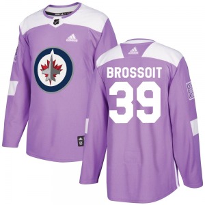 Youth Laurent Brossoit Winnipeg Jets Adidas Authentic Purple Fights Cancer Practice Jersey