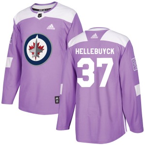 Youth Connor Hellebuyck Winnipeg Jets Adidas Authentic Purple Fights Cancer Practice Jersey