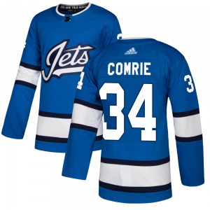Eric Comrie Winnipeg Jets Adidas Authentic Blue ized Alternate Jersey