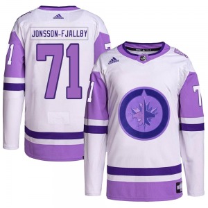 Youth Axel Jonsson-Fjallby Winnipeg Jets Adidas Authentic White/Purple Hockey Fights Cancer Primegreen Jersey