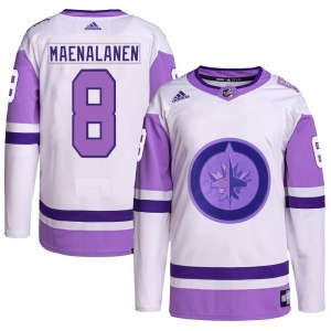 Youth Saku Maenalanen Winnipeg Jets Adidas Authentic White/Purple Hockey Fights Cancer Primegreen Jersey