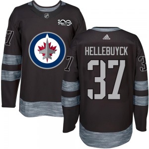 Youth Connor Hellebuyck Winnipeg Jets Authentic Black 1917-2017 100th Anniversary Jersey