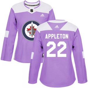 Women's Mason Appleton Winnipeg Jets Adidas Authentic Purple Fights Cancer Practice Jersey