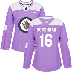 Women's Laurie Boschman Winnipeg Jets Adidas Authentic Purple Fights Cancer Practice Jersey
