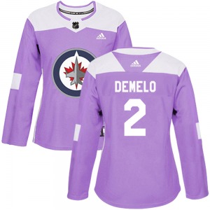 Women's Dylan DeMelo Winnipeg Jets Adidas Authentic Purple Fights Cancer Practice Jersey