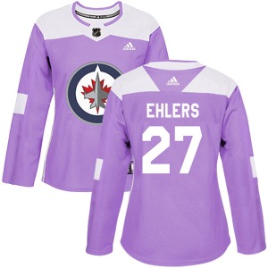 Women's Nikolaj Ehlers Winnipeg Jets Adidas Authentic Purple Fights Cancer Practice Jersey