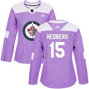 Women's Anders Hedberg Winnipeg Jets Adidas Authentic Purple Fights Cancer Practice Jersey