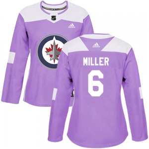 Women's Colin Miller Winnipeg Jets Adidas Authentic Purple Fights Cancer Practice Jersey