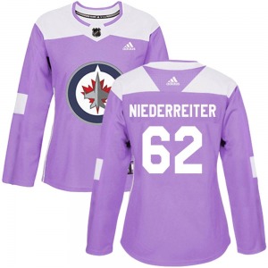 Women's Nino Niederreiter Winnipeg Jets Adidas Authentic Purple Fights Cancer Practice Jersey