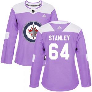 Women's Logan Stanley Winnipeg Jets Adidas Authentic Purple Fights Cancer Practice Jersey