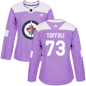 Women's Tyler Toffoli Winnipeg Jets Adidas Authentic Purple Fights Cancer Practice Jersey
