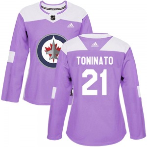 Women's Dominic Toninato Winnipeg Jets Adidas Authentic Purple Fights Cancer Practice Jersey