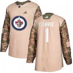 Youth Eric Comrie Winnipeg Jets Adidas Authentic Camo Veterans Day Practice Jersey