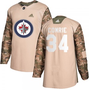 Youth Eric Comrie Winnipeg Jets Adidas Authentic Camo ized Veterans Day Practice Jersey