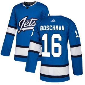 Youth Laurie Boschman Winnipeg Jets Adidas Authentic Blue Alternate Jersey