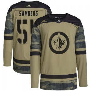 Youth Dylan Samberg Winnipeg Jets Adidas Authentic Camo Military Appreciation Practice Jersey