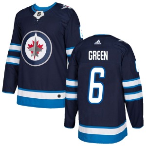 Youth Ted Green Winnipeg Jets Adidas Authentic Green Navy Home Jersey