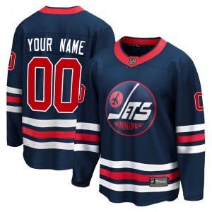 Youth Custom Winnipeg Jets Fanatics Branded Premier Navy Custom 2021/22 Alternate Breakaway Player Jersey