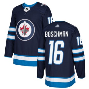 Laurie Boschman Winnipeg Jets Adidas Authentic Navy Jersey