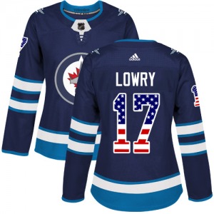Women's Adam Lowry Winnipeg Jets Adidas Authentic Navy Blue USA Flag Fashion Jersey