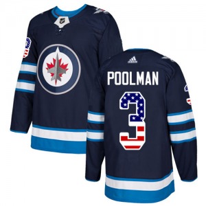 Tucker Poolman Winnipeg Jets Adidas Authentic Navy Blue USA Flag Fashion Jersey