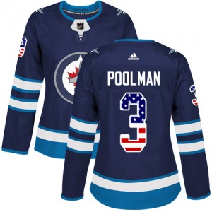 Women's Tucker Poolman Winnipeg Jets Adidas Authentic Navy Blue USA Flag Fashion Jersey