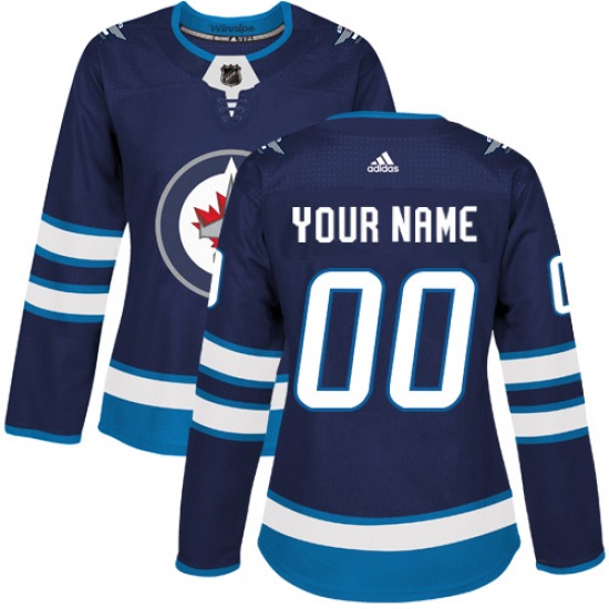 Women S Custom Winnipeg Jets Adidas Authentic Navy Blue Home Jersey On Sale